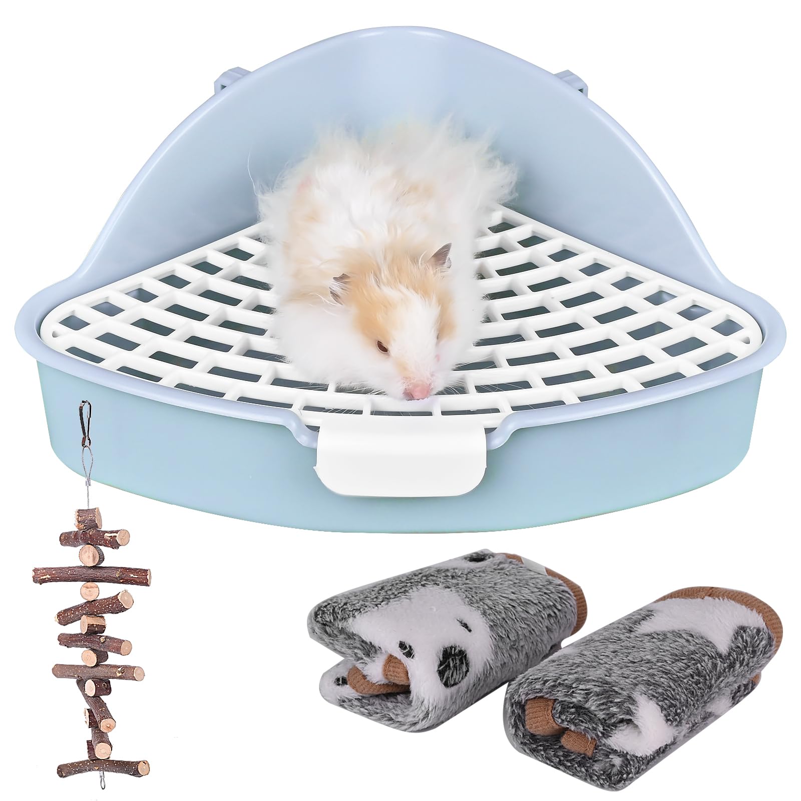 Rubyhome Triangle Rabbit Litter Box Bunny Potty Training Corner Small Animal Toilet Litter Box Pet Toilet Bedding Pee Pan Tray F